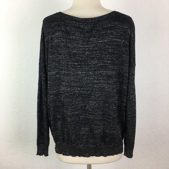Joie Black Sparkle V Neck Sweater Large - Picture 5 of 7
